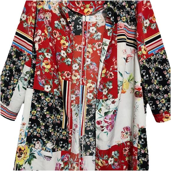 Maree Pour Toi Floral Patchwork Blazer Jacket Mixed Media Boho Artsy - Picture 5 of 5